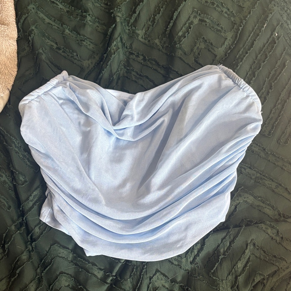 Light Blue Strapless Top